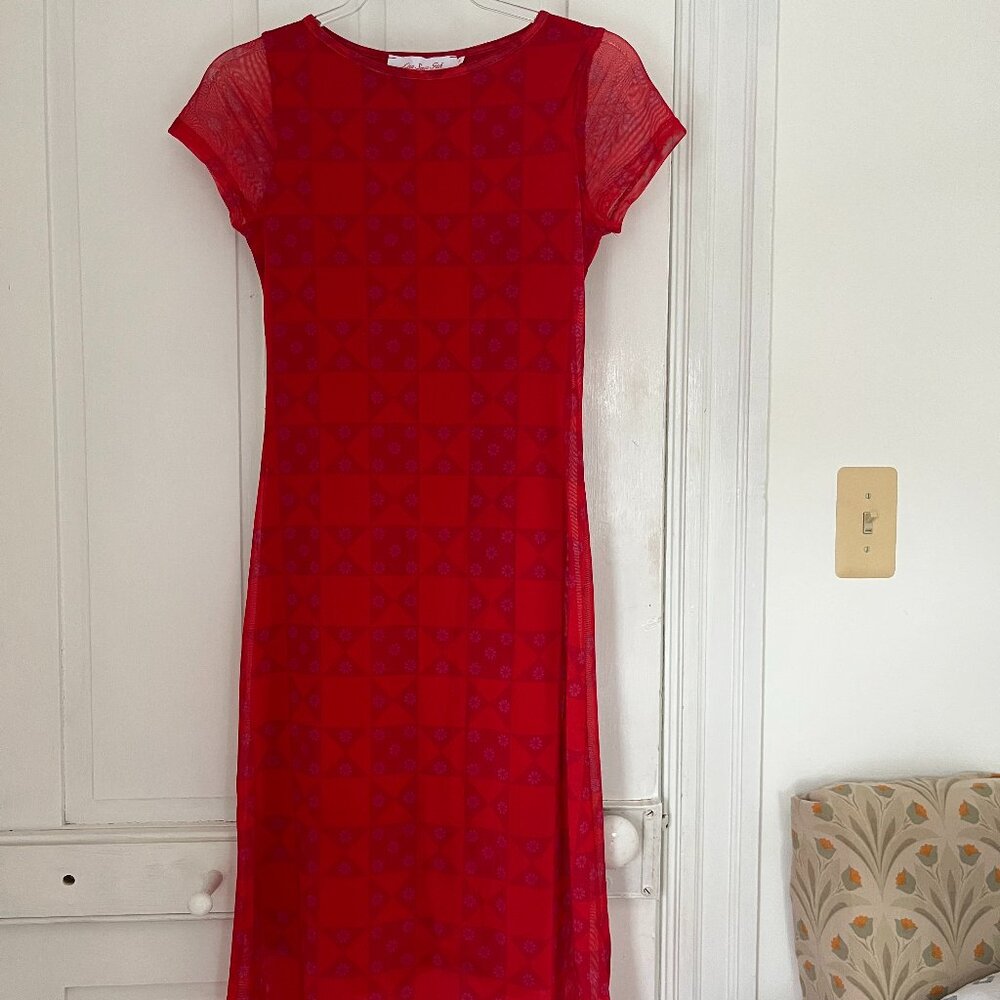 Lisa Says Gah Logan Midi Dress - Floral Quilt Cottage Red XS